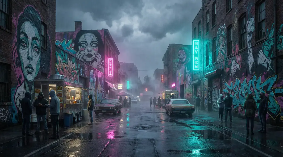 欧美黄色 - 雨夜壁画街